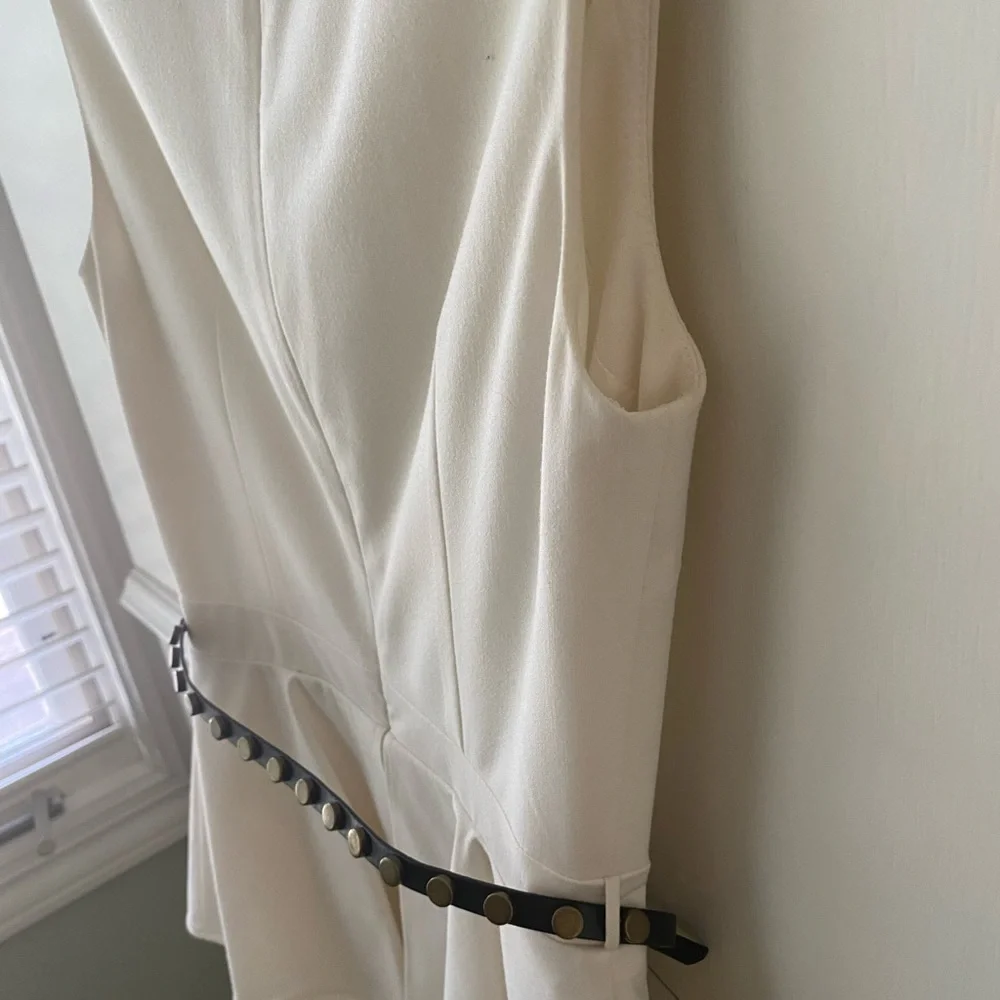 white peplum dress with belt - Picture 5 of 14